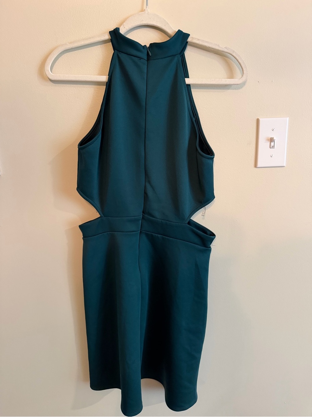 Altar'd State Teal Asymmetrical Cutout Halter Dress - Picture 2 of 4